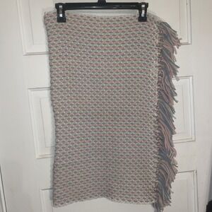 Sweet Vintage Neutral Baby Blanket 28x24" Pink Blue White New Condition‎ Clean